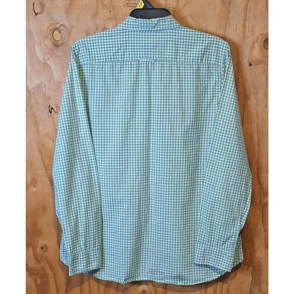 GAP Shirt Women's Large Sage Green Micro Check Kitten Button Classic Preppy - Picture 5 of 10